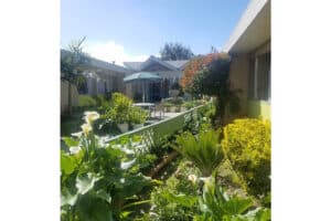 A courtyard and garden area at Central Gardens Post Acute