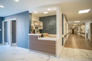 The front reception desk at Central Gardens Post Acute